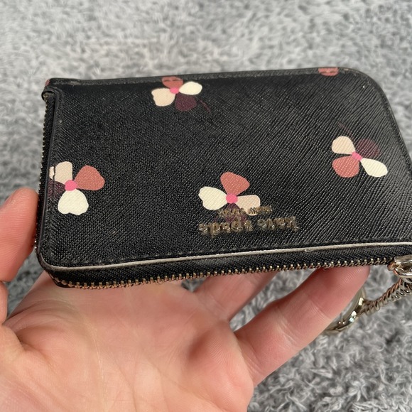 Kate Spade Floral l-zip Card Holder Dusk Buds W/ Keychain Small Wallet - Picture 14 of 16